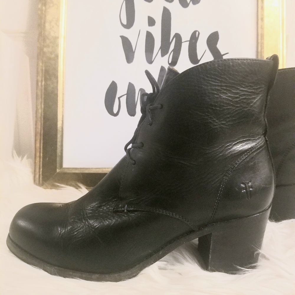 Frye Mid-calf lace up heeled boots